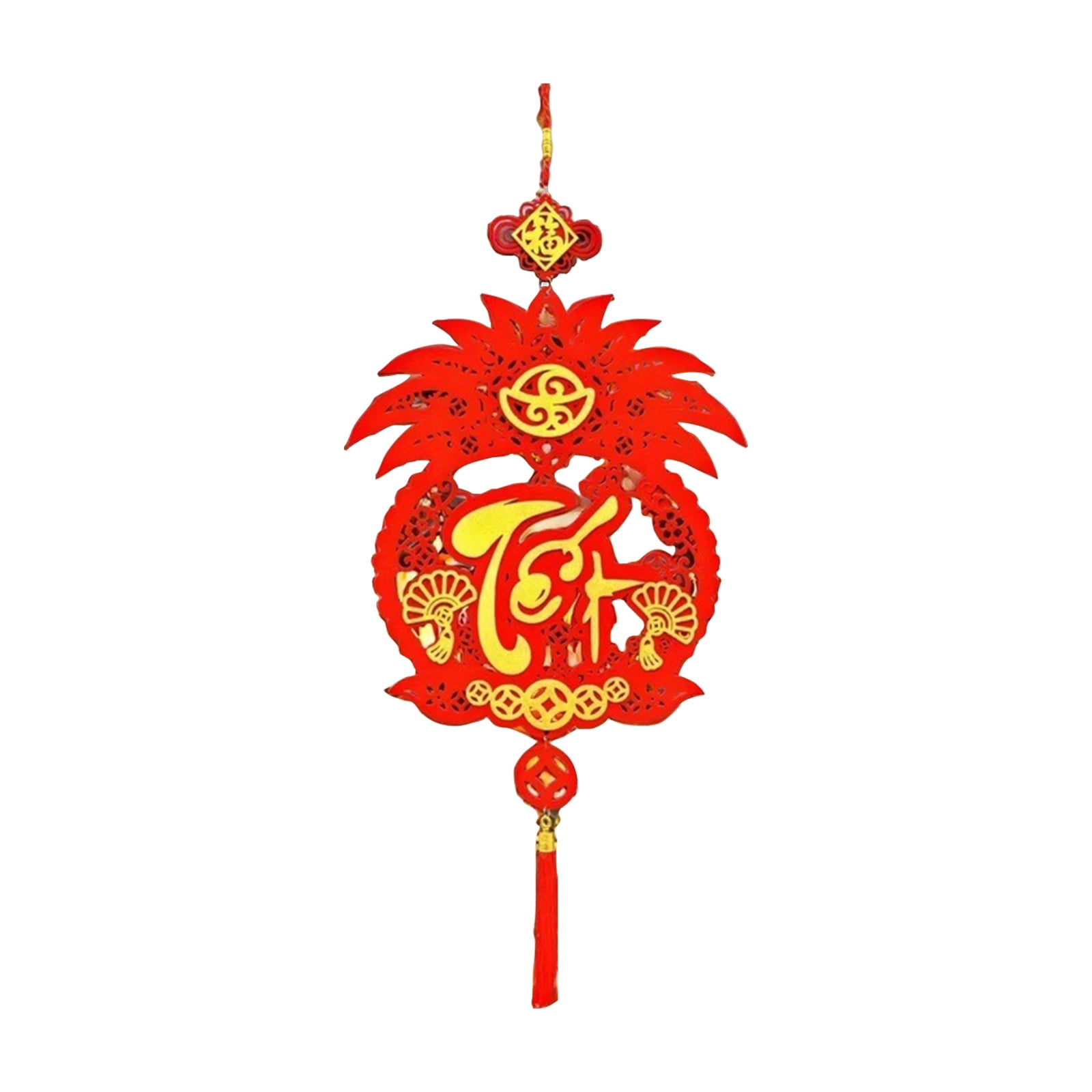 Vietnamese New Year Decoration 2024 – Flocking Cloth Blessing Fan With Tassel, Lunar Festival Hanging Ornament