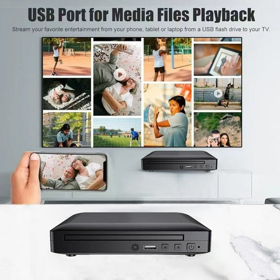 RXMEKW Portable Dvd Player Home Dvd Player Digital Multimedia Player 1,080P Hd V Output with Remote Control