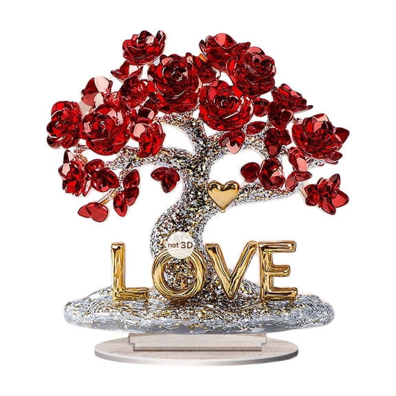 RXMEKW Red Roses Tree, A 2D Flat Multicolor Acrylic ornament for Valentine's Day Home Decor