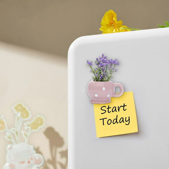 RXMEKW Refrigerator Side by Side Mini Ceramic Vase Fridge Magnet, 3D Side Decor Flower Pot