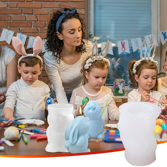 RXMEKW Soy Wax for Candle Making 3D Rabbit Candle Mold Easter Bunny Baking Plaster Soy 1-Pc