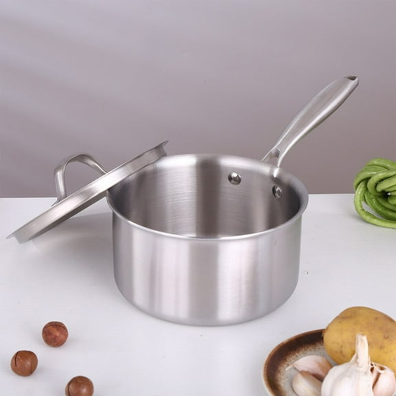RXMEKW Stainless Steel Pan Stainless Steel Handle Pot Milk Pot Soup Pot Induction Cooker Open Flame Stainless Steel Milk Pot