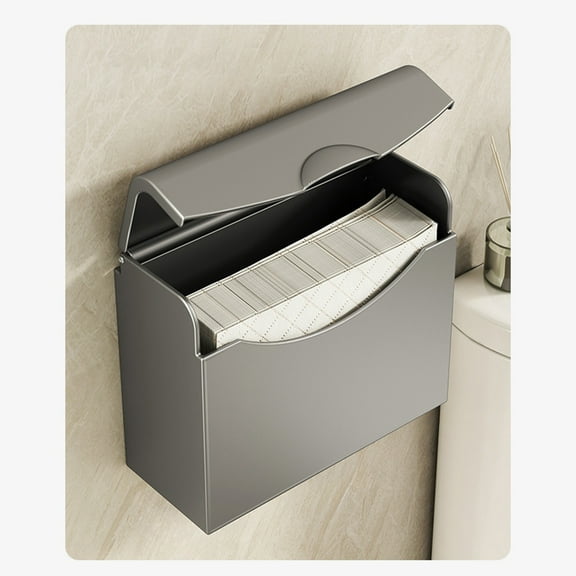 RXMEKW Toilet Paper Stand Black Tissue Box, Wall-Mounted Bathroom Straw Paper Holder