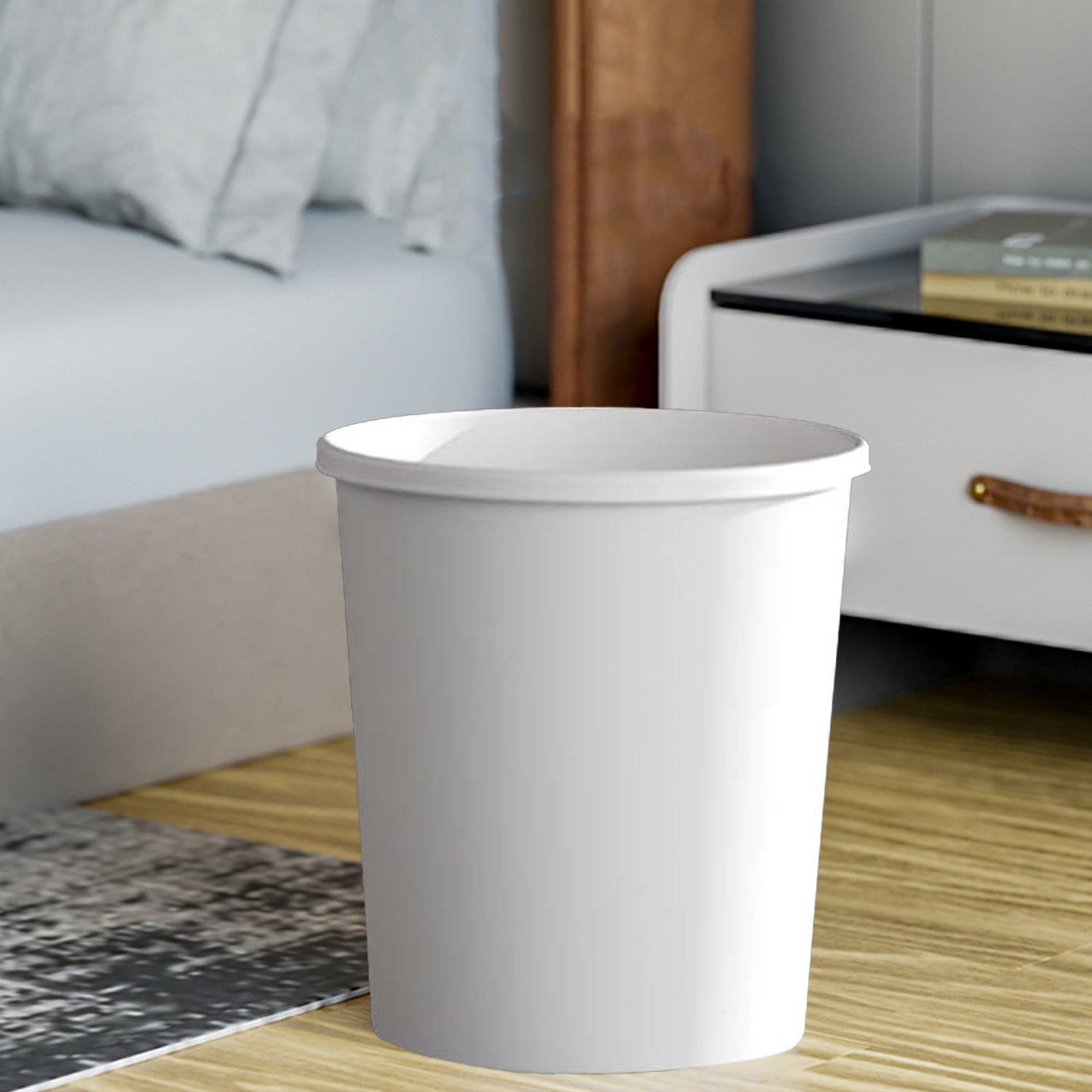 White Plastic Wastebasket with Pressure Ring