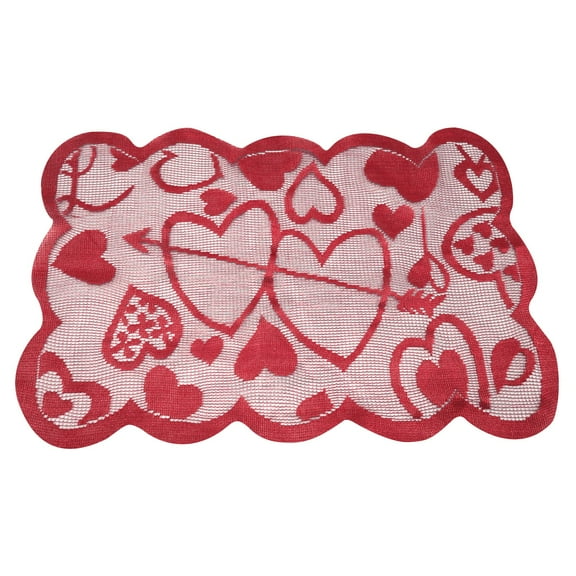 RXMEKW Valentine's Day Decor,Red Peach Heart Printed Table Place Mat Towel for Love Themed Dining Anniversary Party Romantic Dinner Date Night