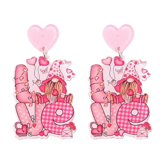 RXMEKW Valentine's Day Earrings,Women's Acrylic Studs Romantic Heart Dangle Jewelry Gift for Her Date Night