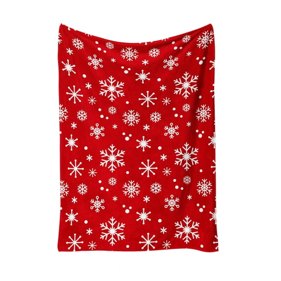 RXMEKW Warm Blankets for Winter,Cozy Red Snowflake Pattern Throw for Sofa Bed and Seasonal Decor