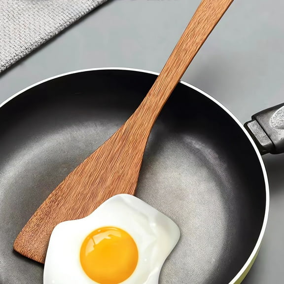 RXMEKW Wooden Spoons for Cooking Round Wooden Non-Stick Spatula, Small Kitchen Spoon for Wok Pan