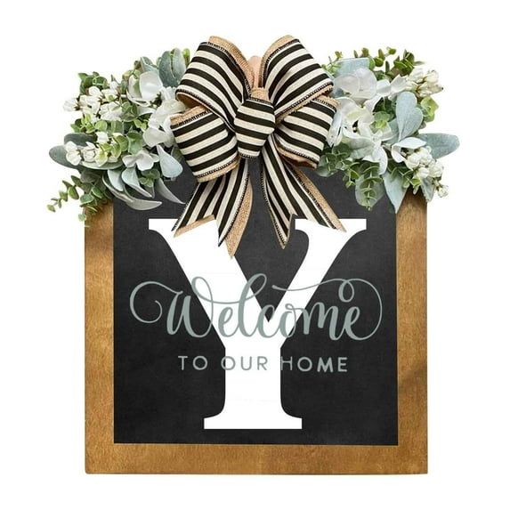 RXMEKW Wreath Hangers for Front Door 30×30 Cm Name Door Hanger, 26-Letter Wooden Garden Plaque