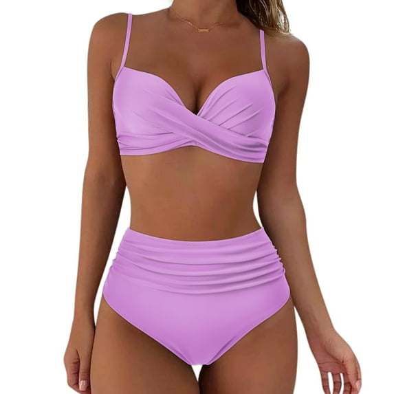 RXRXCOCO High Waist Bikini Set Sexy Criss Cross Push Up Two Pieces Women Swimsuit