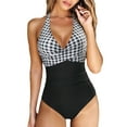 thumbnail image 1 of RXRXCOCO Women's One Piece Swimsuit Sexy Tummy Control V Neck Swimwear Halter Push up Bathing Suits, 1 of 10