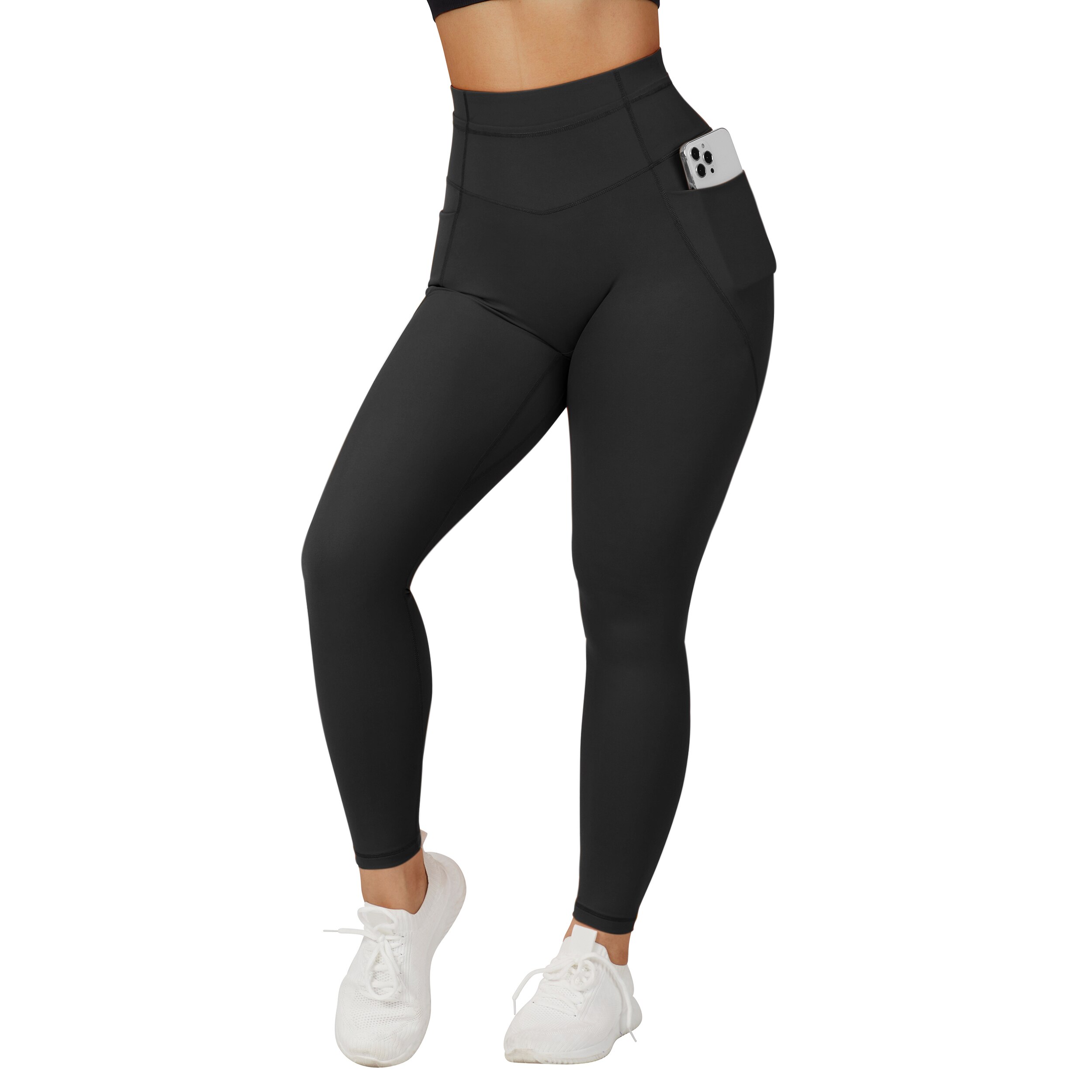 RXRXCOCO Womens Leggings with Pockets Solid Full Length Leggings For