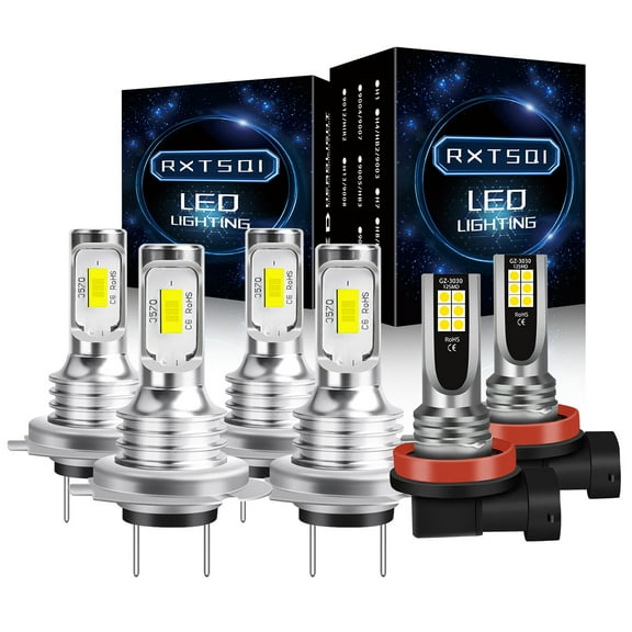 RXTSQI For BMW 328i 2007-2016 Combo LED Headlight + Fog Light Bulbs Kit
