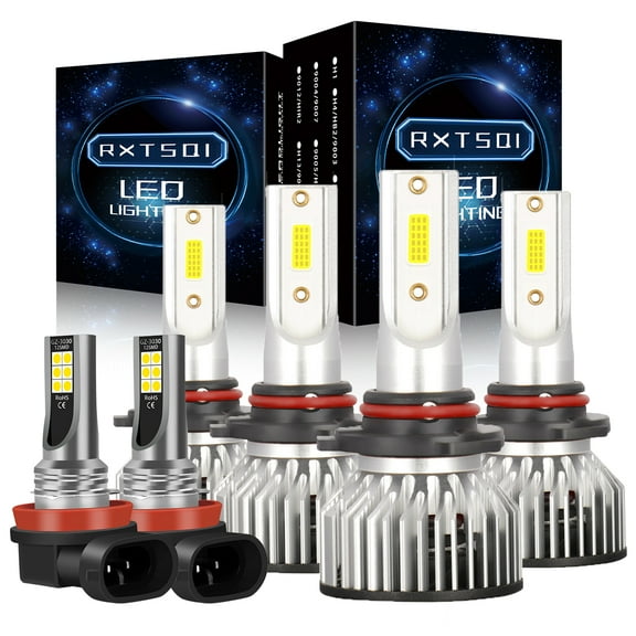 RXTSQI For Honda Accord 2006-2007 LED Headlights High + Low + Fog Lights Bulbs White