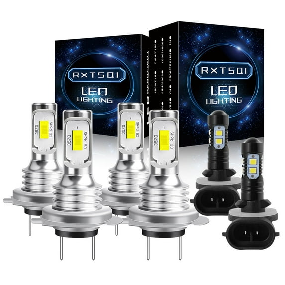 RXTSQI LED Headlight High Low Fog Light Bulbs Kit for Kia Optima 2001-2002 6000K