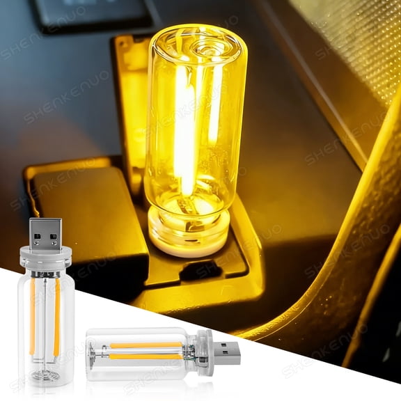 RXTSQI Retro Car USB Night Light, Touch Control Mini LED Lamp for Car Interior, Camping, Party, Holiday, Bedroom, Desktop - Warm White