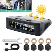 RXTSQI Tire Pressure Monitoring System,Solar Wireless TPMS with 4 Sensor,Tire Pressure Safety Monitor for Universal Car Truck RV,Up to 50 Psi