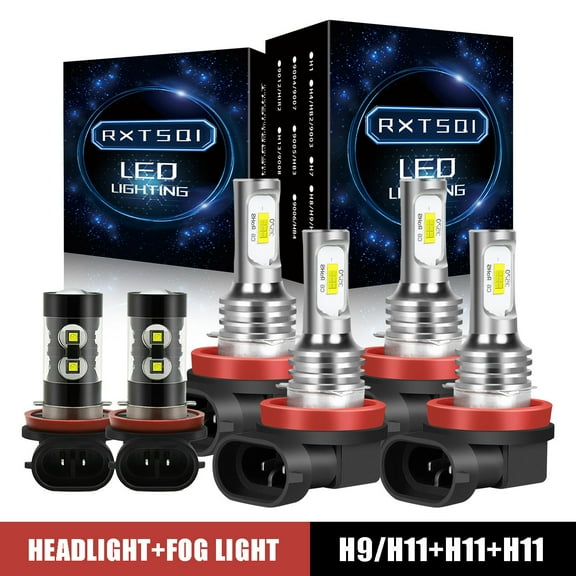 RXTSQI for Chevrolet Camaro 2014-2015 - 6PC 6000K H9+H11+H11 LED Headlights+ Fog Light Bulbs Kit,3570