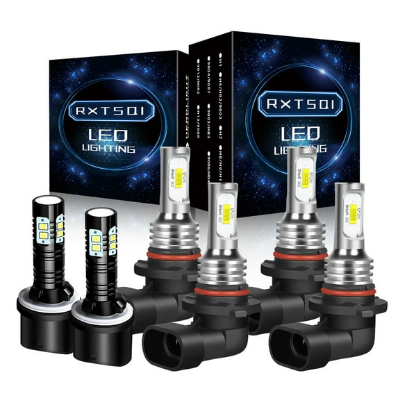RXTSQI for GMC Envoy XL 2002-2006 Combo 9005 9006 880 LED Headlights+Fog Light 6X Bulbs White,3570