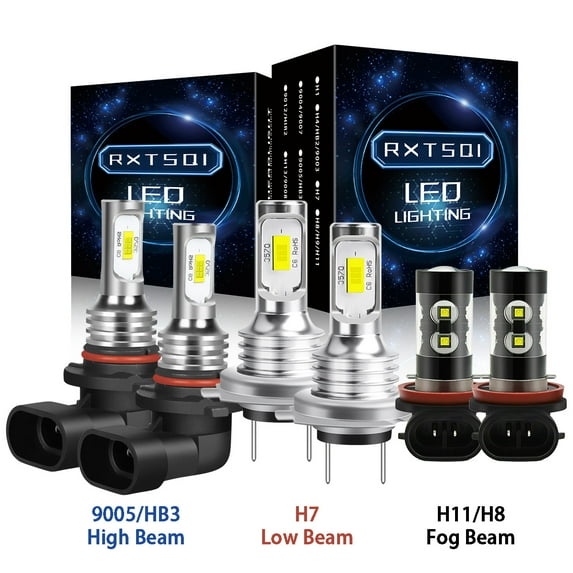 RXTSQI for Mazda 6 2011-2013 Combo Kit 9005 H7 LED Headlight H11 Fog Light Bulbs,3570