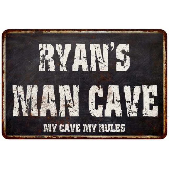 RYAN'S Man Cave Black Grunge Sign Home Dcor Gift Cave Funny 112180004109