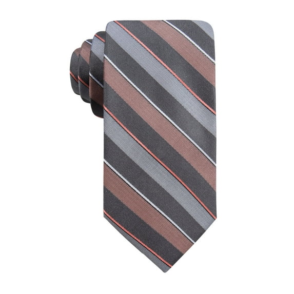 RYAN SEACREST DISTINCTION Mens Gray Bragg Striped Slim Neck Tie