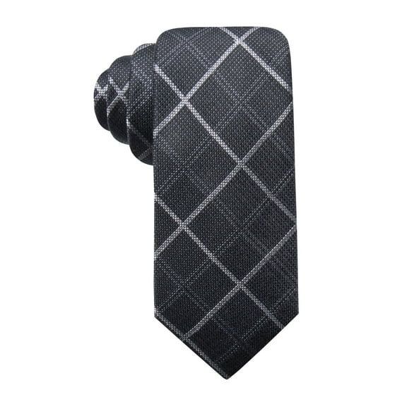 RYAN SEACREST Mens Black Parga Plaid Slim Neck Tie