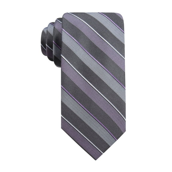 RYAN SEACREST Mens Gray Bragg Striped Polyester Slim Neck Tie