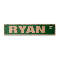 RYAN Vintage Aluminum Street Sign Childrens Name Room Metal Sign rustic metal tin | Indoor/Outdoor |  30" Wide