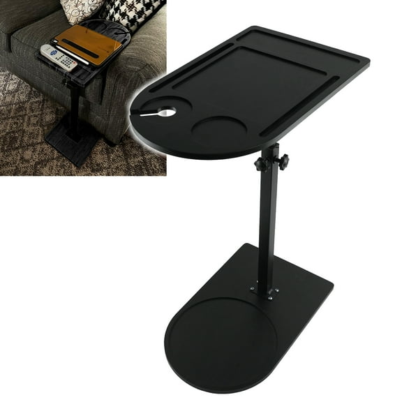 RYANSTAR RACING Adjustable TV Tray Table with Phone and Tablet Slots, Black