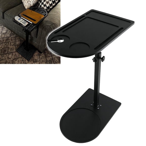 RYANSTAR RACING Adjustable TV Tray Table with Phone and Tablet Slots, Black