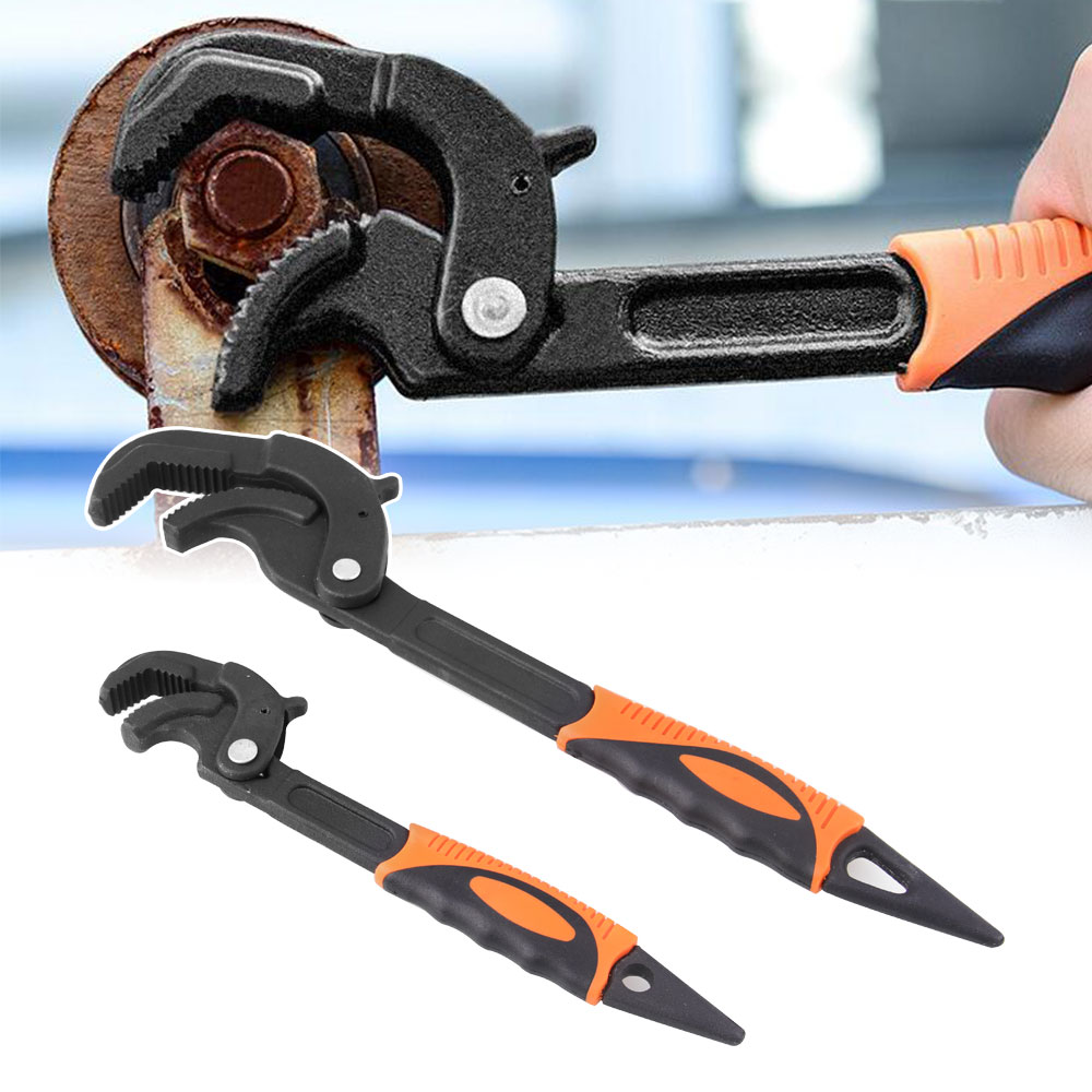 RYANSTAR RACING Adjustable Wrench Quick Multi-Function Spanner Power Grip Pipe Wrench Set 2 Pack Compatible with 14-60mm Pipes Nuts Screws
