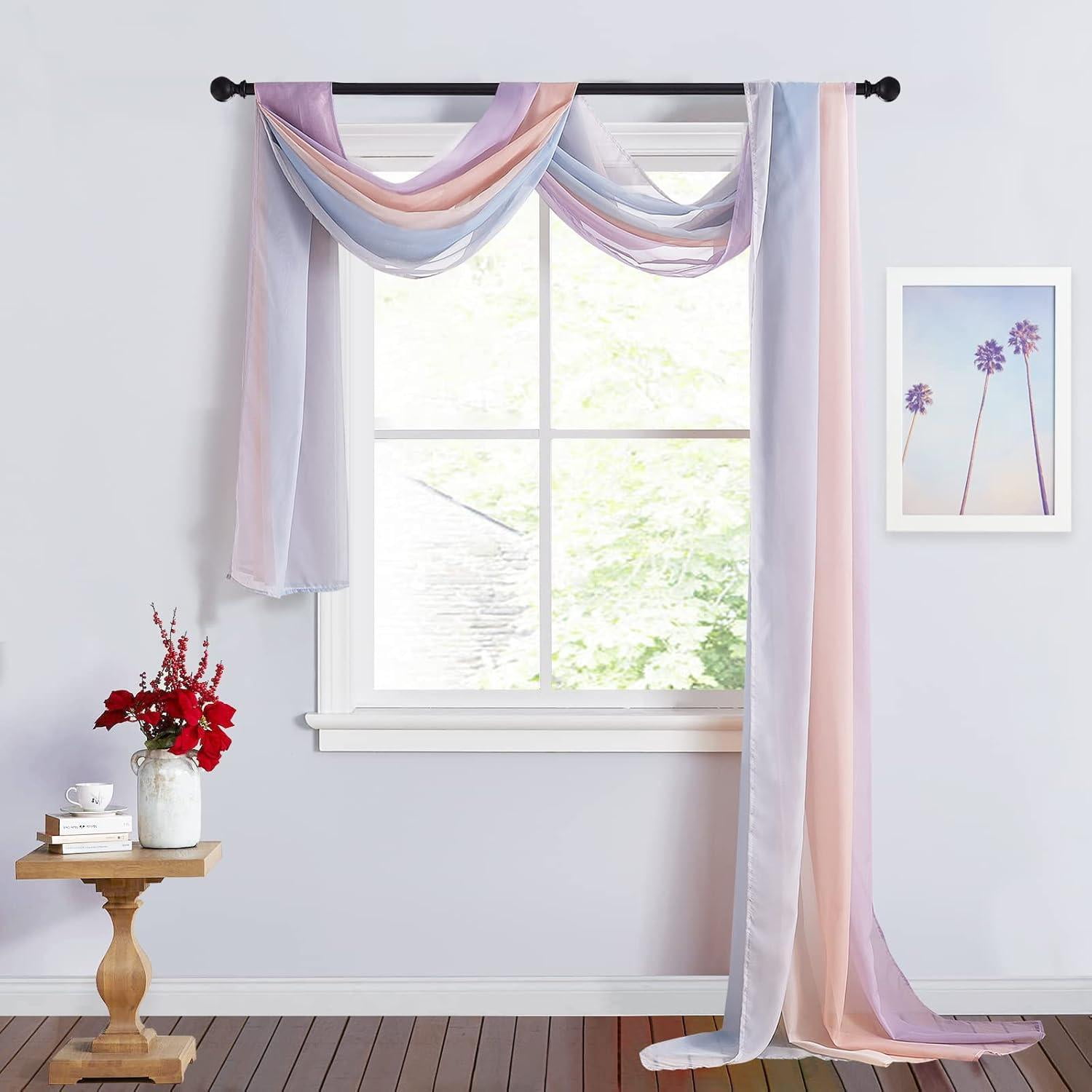 RYB HOME Canopy Bed Curtains - Soft Sheer Valance Curtains Backdrop for ...