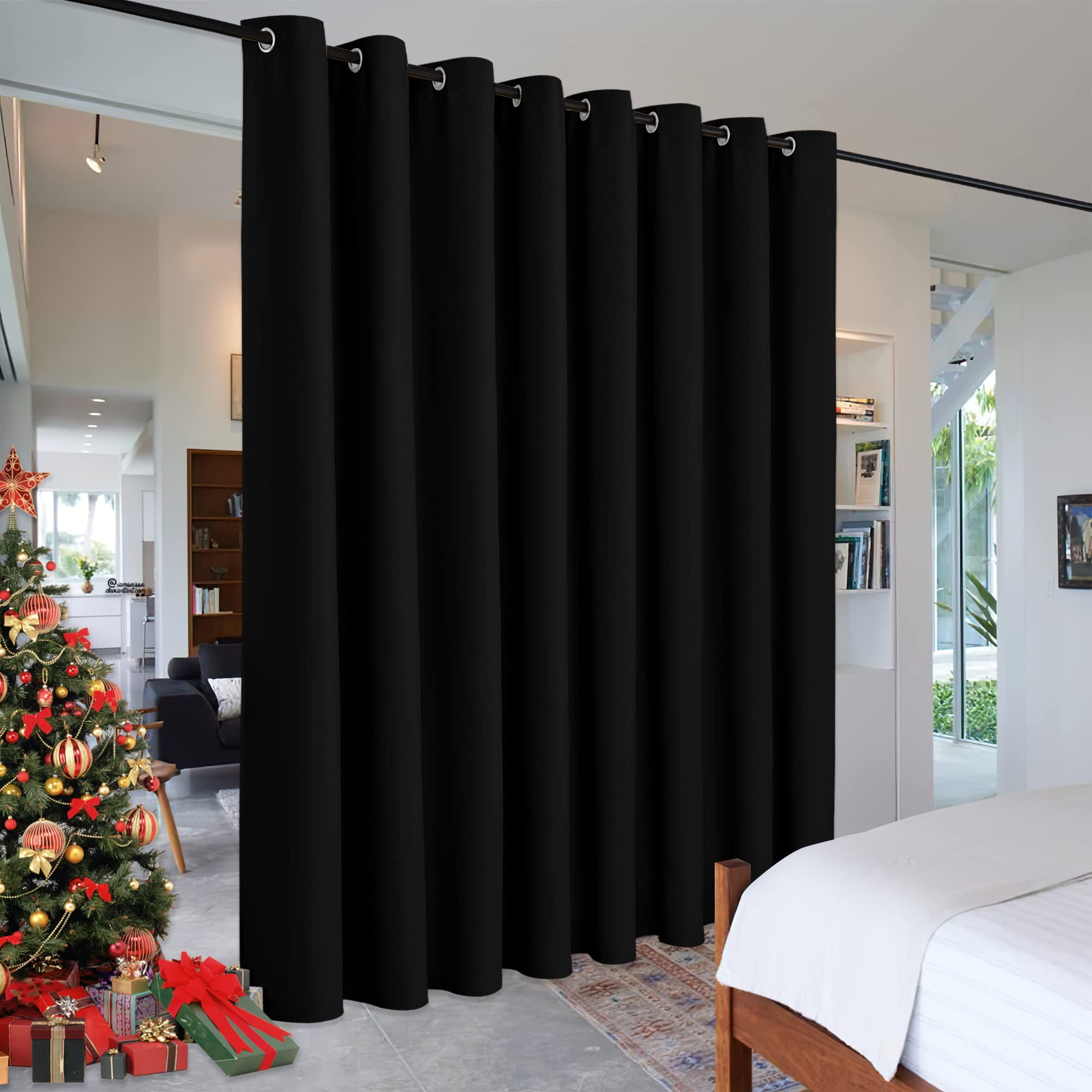 NICETOWN Blackout Curtain Panel For Sliding Doors - 80"x84" Thermal Insulated Wide Patio Door Drape (Black)