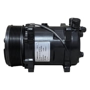 RYC New Universal Air Conditioning Compressor and A/C Clutch E08S-N Matte Black 12 V Replaces Sanden Style 508, 8-Groove