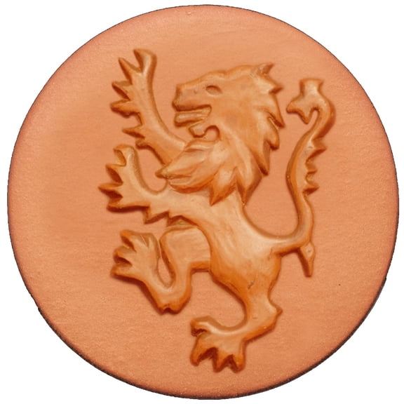 RYCRAFT 2" Round Cookie Stamp with Handle & Recipe Booklet--Rampant Lion