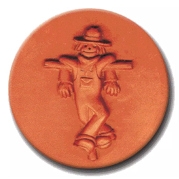 RYCRAFT 2" Round Cookie Stamp with Handle & Recipe Booklet--SCARECROW