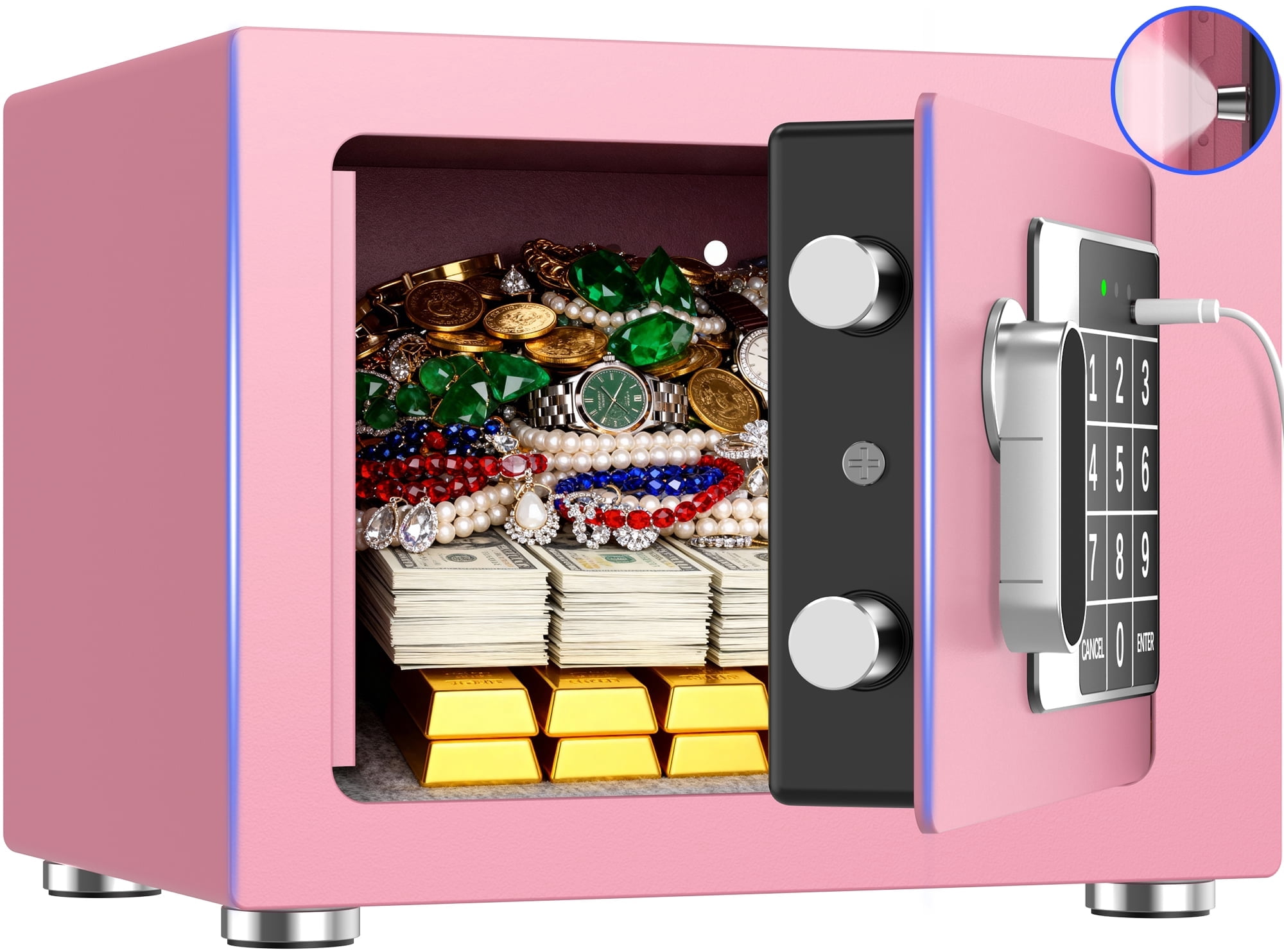RYCUZO 0.25 Feet Cubic Safe Box, Money Lock Safes with Digital Keypad ...