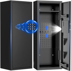 RYCUZO 12-15 Gun Cabinet, Quick Access Long Gun Safe for Home Rifles and Pistols, Large Unassembled Rifle Safe with Removable Shelves, Digital Keypad, Pegboard