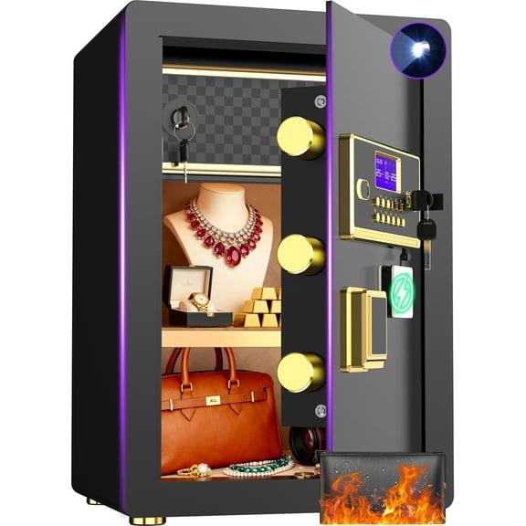 RYCUZO 5.0 Cuft Large Safe Box, Security Home Safe with Interior Safe Lock Box, Fireproof Waterproof Document Bag, Electronic Keypad Digital Lock, for House Office