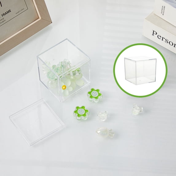 RYDCOT 1 Pcs Clear Acrylic Box with Lid, Plastic Jewelry Mini Storage Box Mini Cube Containers for Candy and Tiny Jewelry(3.94 x 3.94 x 3.94 Inch,Classic Style)