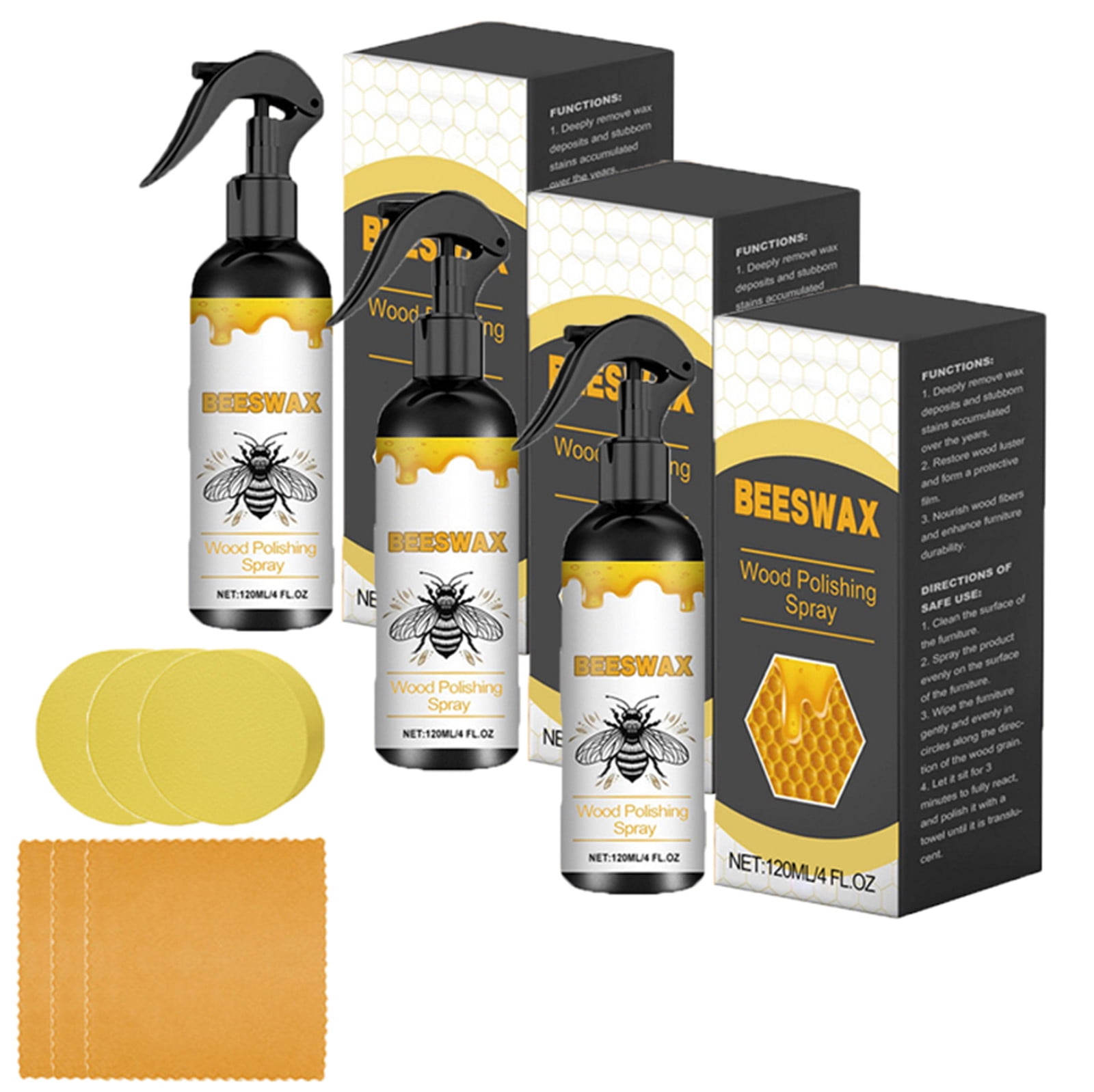 RYDCOT 120ml Natural-Molecularized Beeswax Spray, Furniture Floor Care, Polishing Waterproofing Scratch Resistance Refurbishment and Care Wax (3 Pcs)