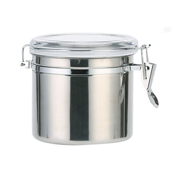 RYDCOT 1Pcs Coffee Canister Stainless Steel Food Container with Clear Lids Airtight Container Stackable Canisters Kitchen Pantry Storage for Cereal, Snacks, Candy, Herbs, Spices, Sugar, Tea