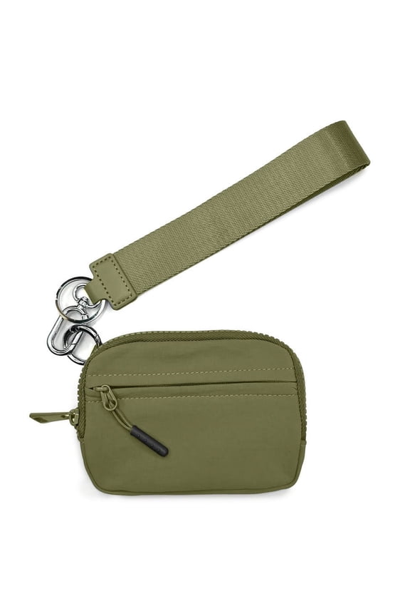 1Pcs Nylon Wristlet Wallets, Dual Pouch Keychain Wristlet Wallet, Small Wallet with Coin Pouch,ID Window for Travel