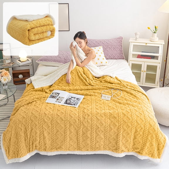 RYDCOT 1Pcs Taffeta Fleece Blanket, Soft Mini Blanket Double-Layer Thickened office Nap Blanket, Washable - Great for Outdoors, Camping, Stadium Blanket, Picnics, Travel, Car