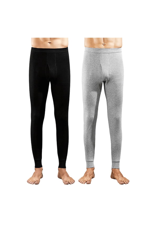 2 Pack Men's thermal Underwear Compression Bottoms Long Johns for Men Baselayer Athletic thermal Pants Ultra Soft Leggings Tight Black