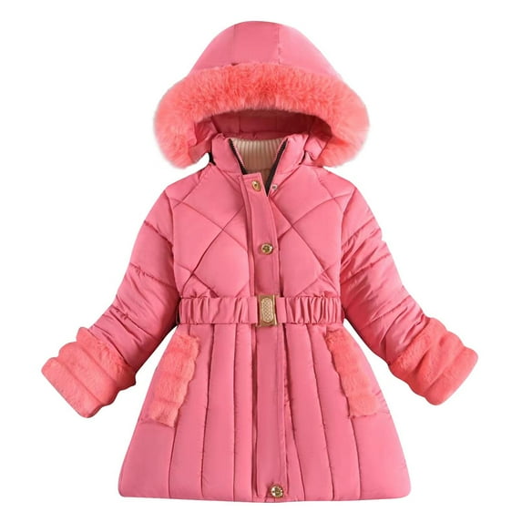 RYDCOT 3-12 Years Girls' Winter Windproof Warm Parka Coat Fleece Lined Down Jacket with Faux Fur Hooded Kids Winter Coats Outdoor Skiing Jacket Sale
