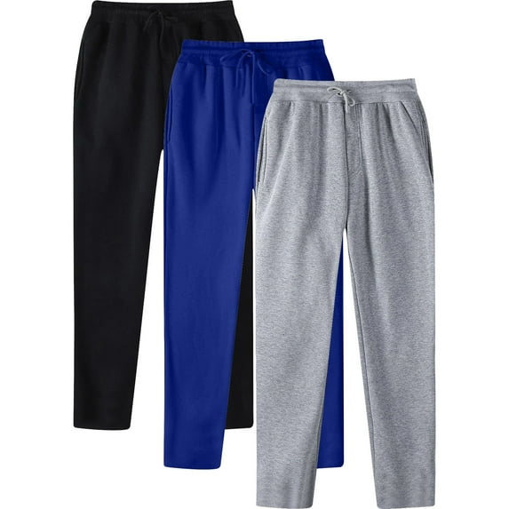 RYDCOT 3 Pack Mens Jogging Casual Pants Joggers Sweatpants Active Athletic Workout Running Pants Lightweight Drawstring Pants with Pockets on Clearance