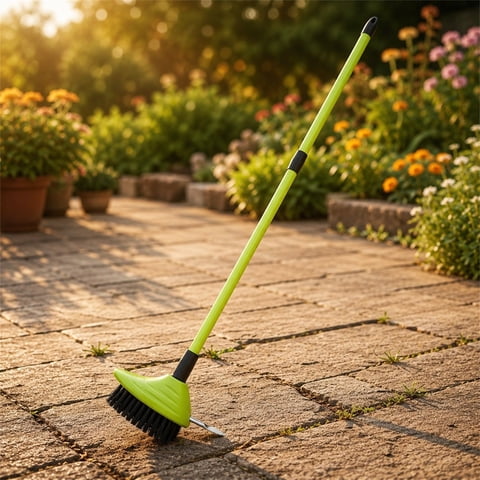 RYDCOT 3 in 1 Weeding Wire Metal Brush Tools, Concrete Scrub Deck Brush with Long Handle for Moss, Tough Stains on Paving, Garden, Patio, Pool