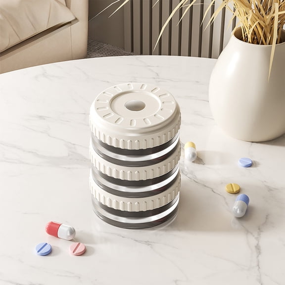 RYDCOT 3Pcs Stackable Pill Organizers, Round Magnetic Pill Boxes Tower Weekly Vitamin Individual Storage Containers Travel Cases with Lids for Medications, Vitamins and Supplements